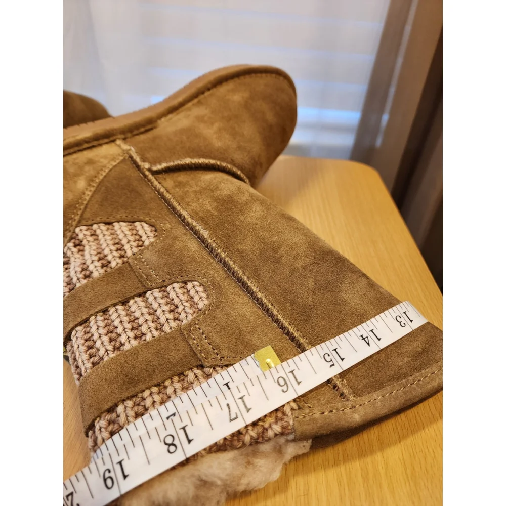 Bearpaw Classic Casual Cozy Fur Lined Leather Sweater Knit Winter Boots 7 WIDE